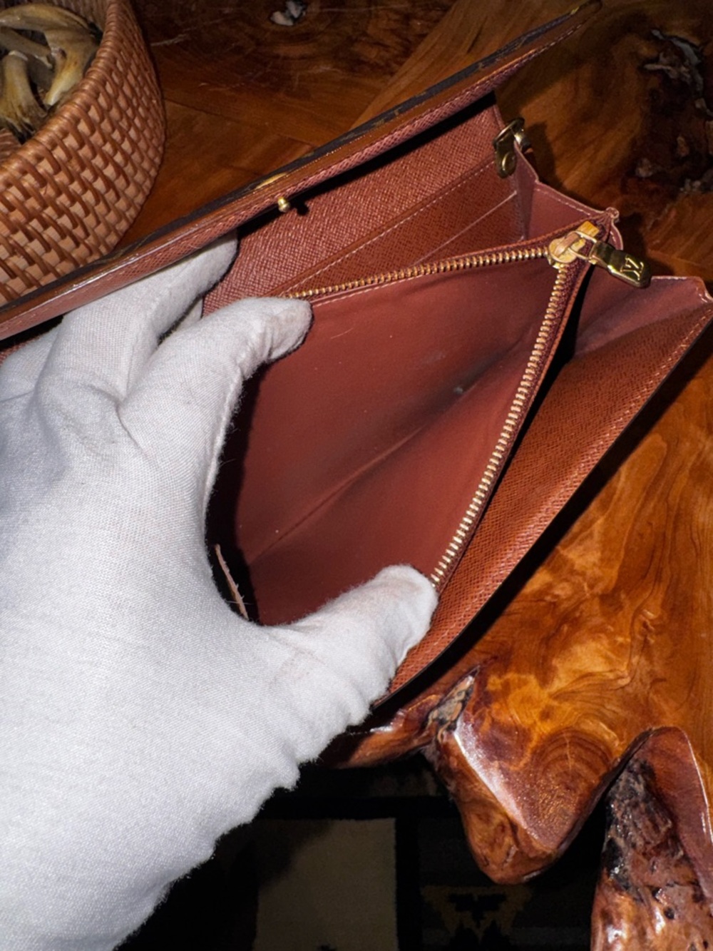 Louis Vuitton monogram long Sarah wallet brown/gold converted Crossbody 2009 - Picture 11 of 17